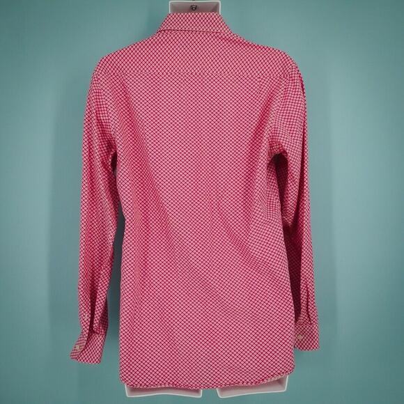Reiss Size Small S Pink Geometric Print Collared Button Down Long Sleeve Shirt - Picture 2 of 5